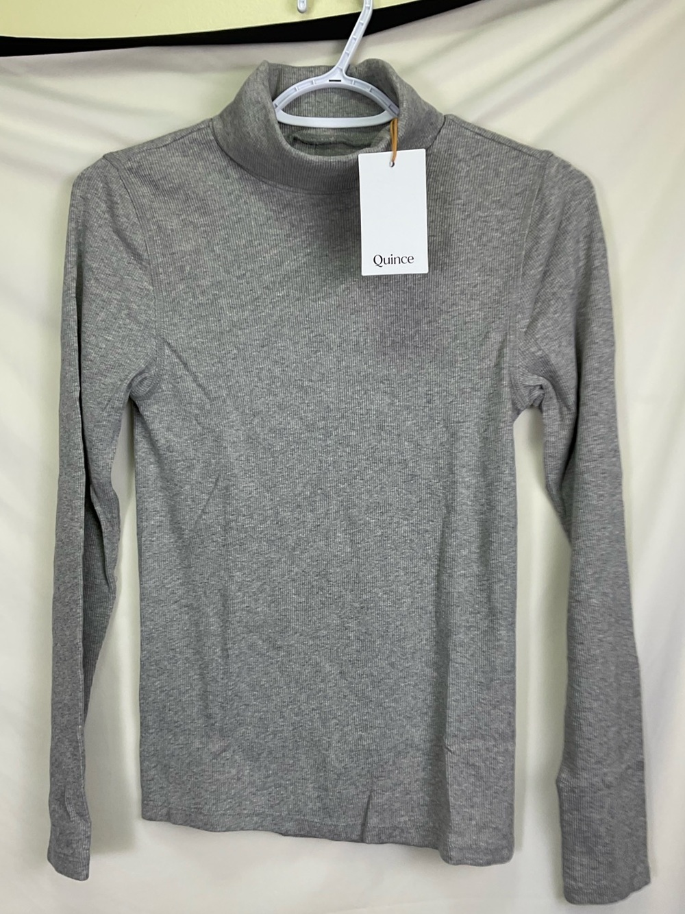 Quince Organic Cotton Micro-Rib Turtleneck - Gray